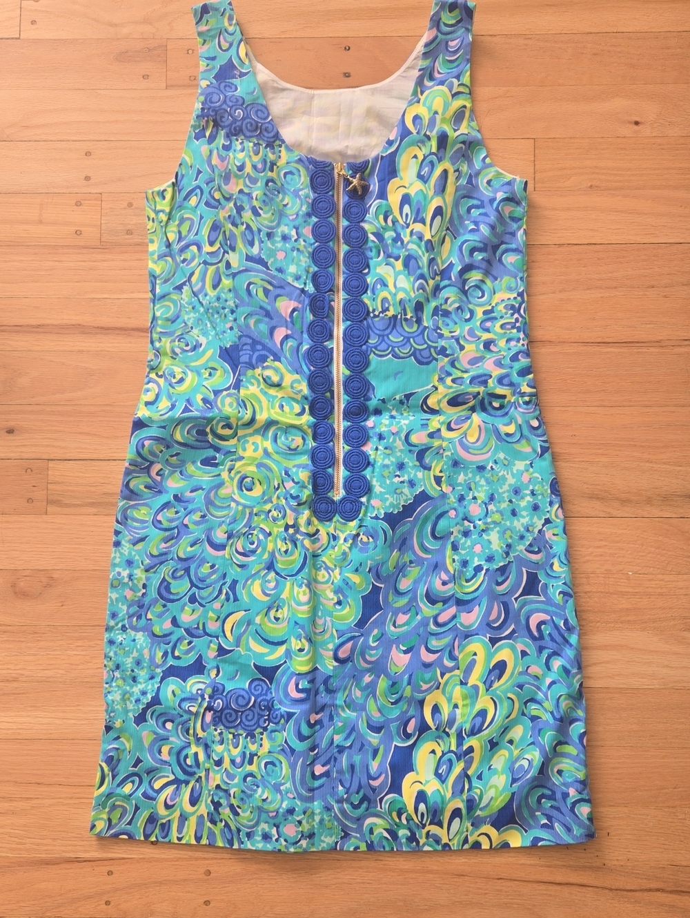 Lilly Pulitzer Blue Green Multi Print Sleeveless Shift Dress